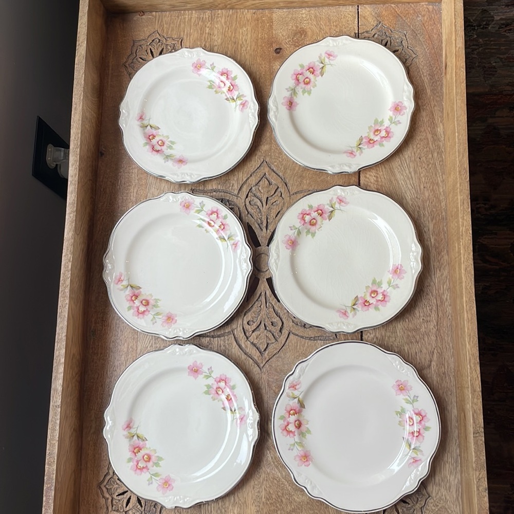 🌸Set of 6 Vintage Style Dessert Plates! Pretty delicate rose pattern 🌸 - Picture 14 of 16
